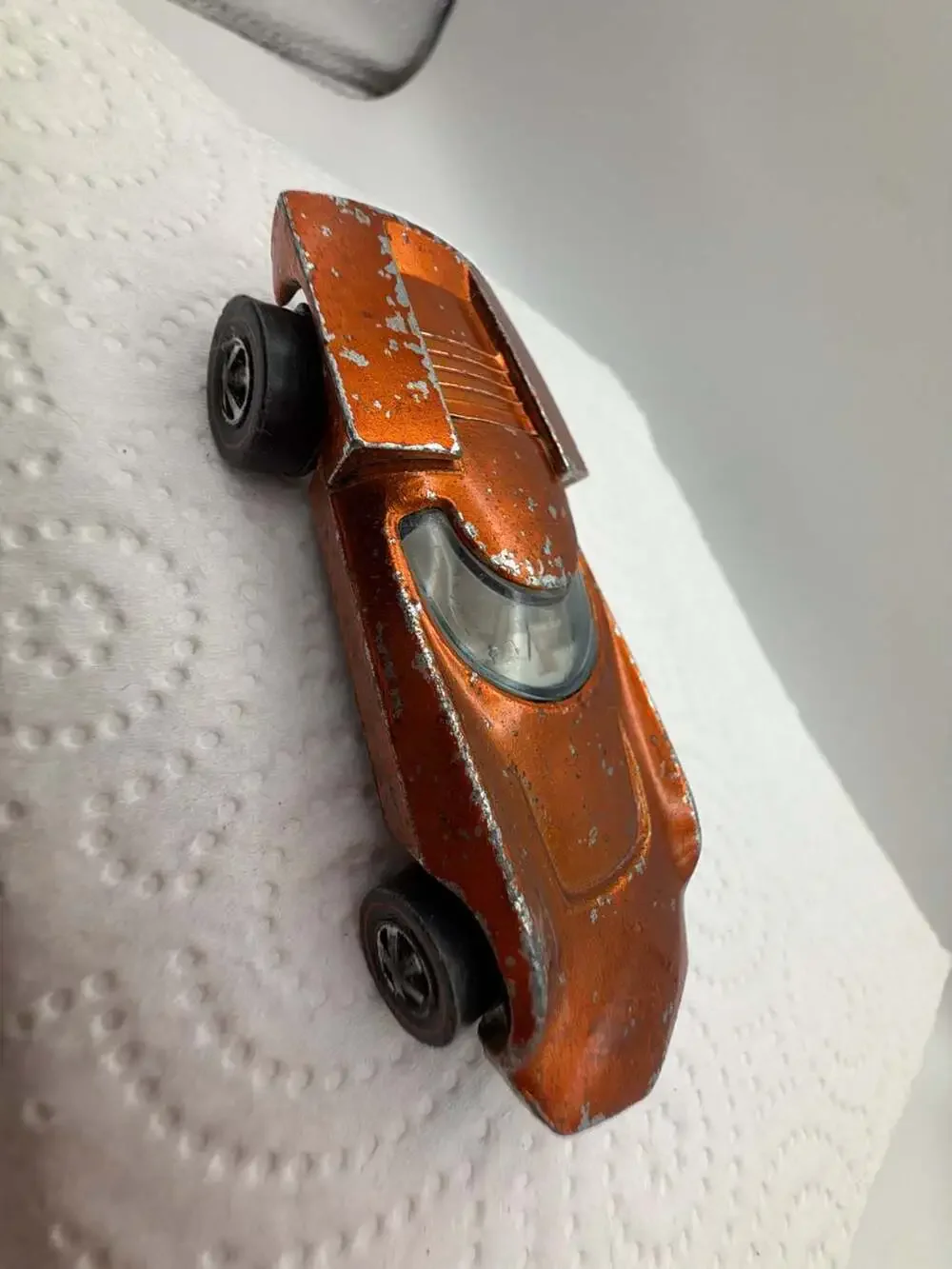 Vintage 1968 Hot Wheels Redline Turbofire Diecast Car Metallic Orange with Open